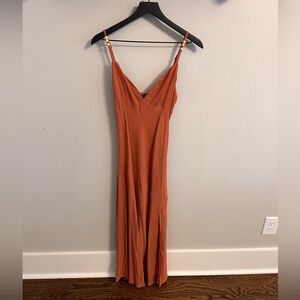 VICI rust V-neck midi dress with bead detail- NWT